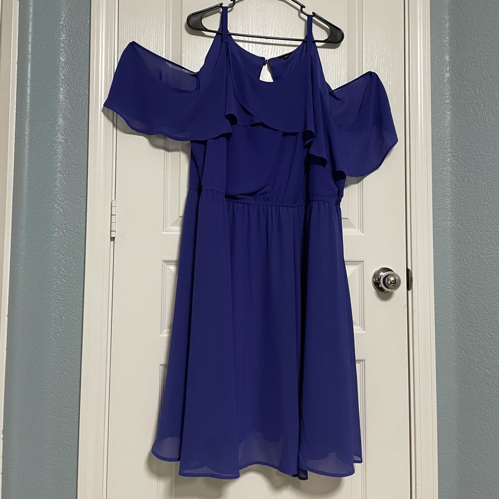 COLD SHOULDER CHIFFON SKATER DRESS